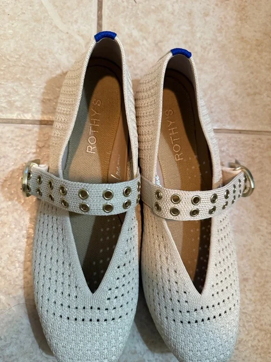 Rothy's The Max Buckle Mary Jane - Off White Mesh Size 8 - Picture 6 of 6